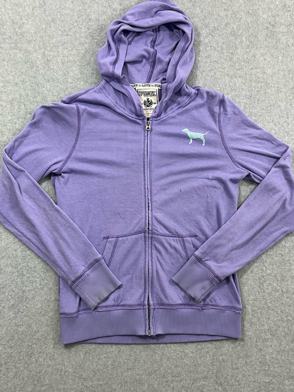 2000’s Y2K PINK Victoria's Secret Purple Full Zip Lightweight Hoodie Size Medium